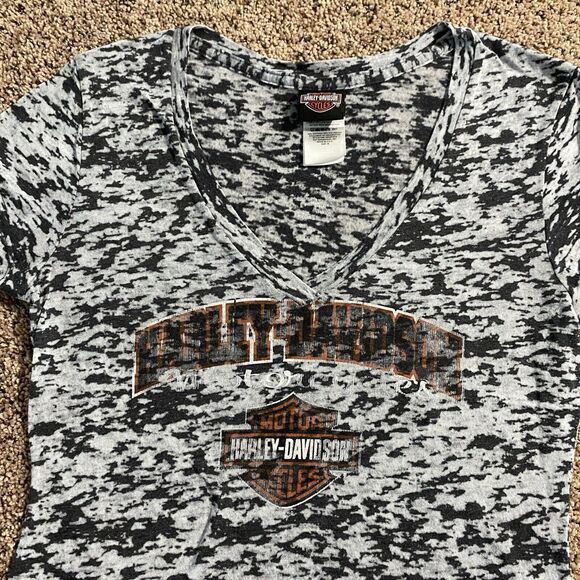 Harley Davidson V Neck Top Women’s M Burnout Logo - Picture 3 of 8